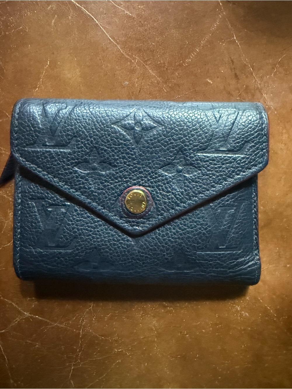Louis Vuitton Dark Blue Embossed Envelope Wallet
